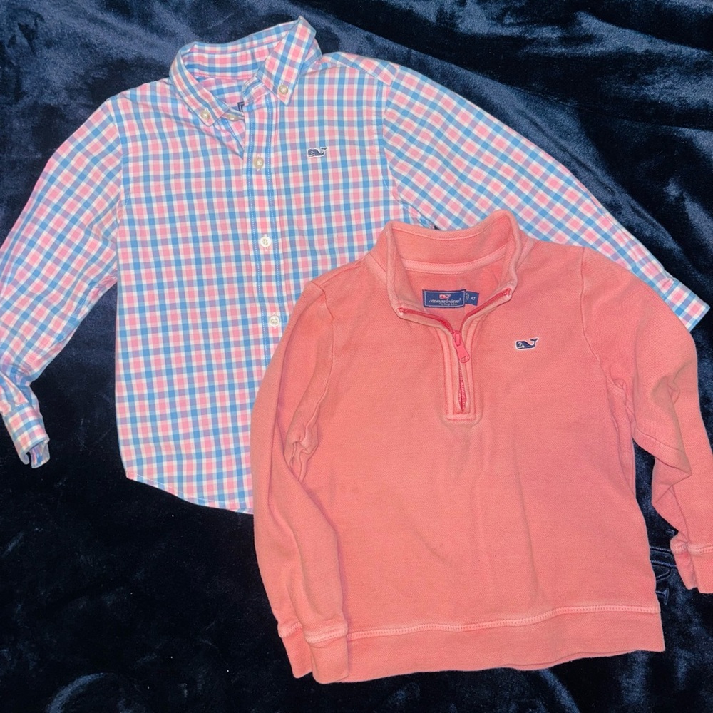 Vineyard Vine Cotton Button Down w/Vineyard Vine Half Zip Size Boys 4T